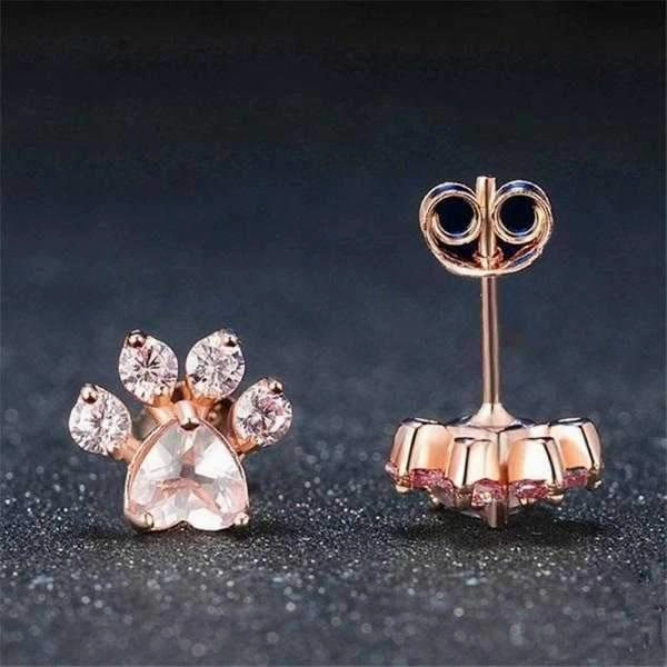 Paw Rose Quartz Stud Earrings