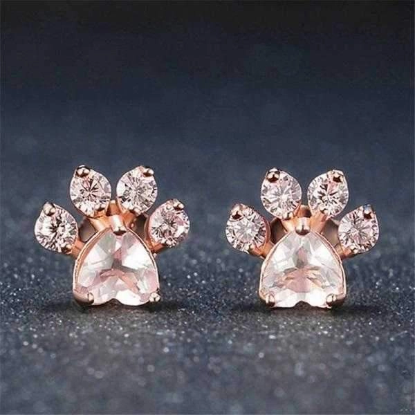 Paw Rose Quartz Stud Earrings