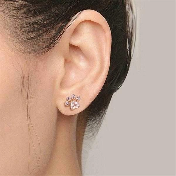 Paw Rose Quartz Stud Earrings