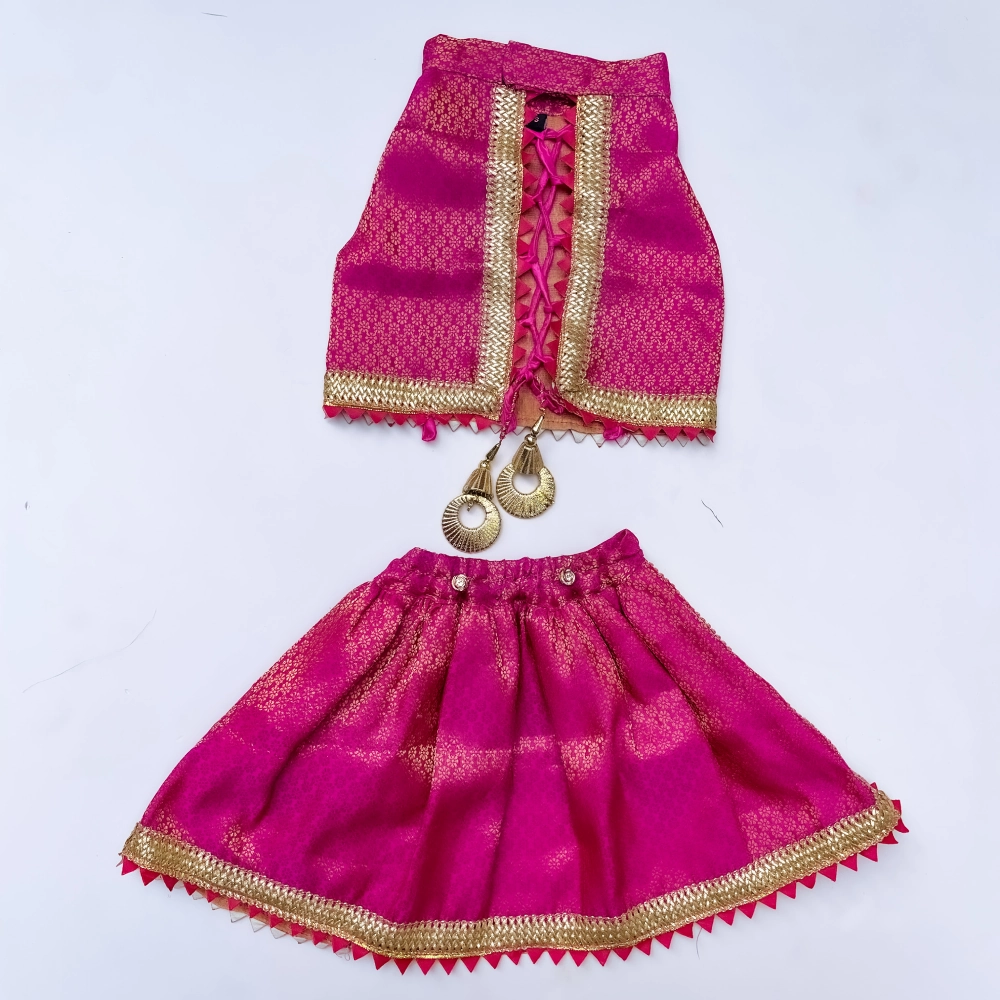 Pawgypets Brocade Lehenga for Dogs and Cats (Pink)