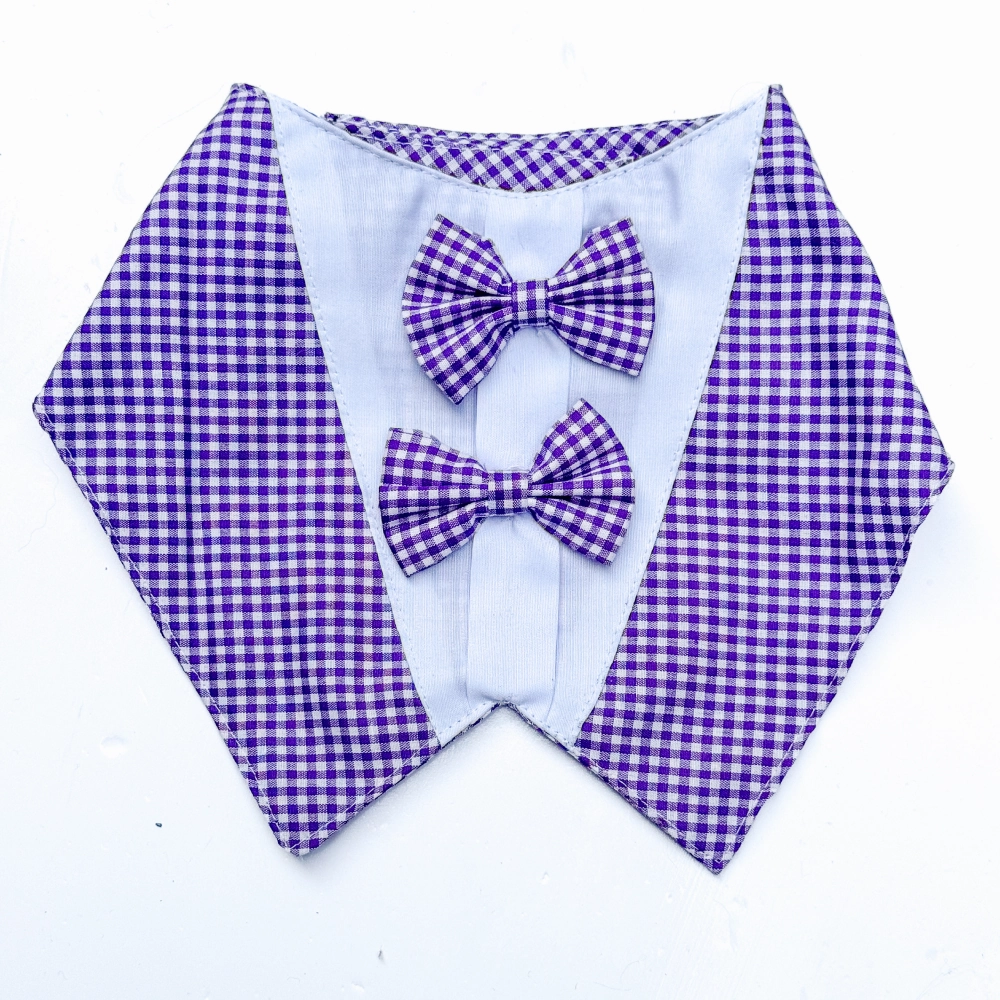 Pawgypets Casual Check Bandana for Dogs and Cats (Purple)