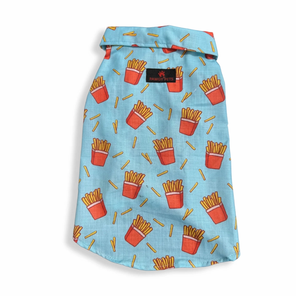 Pawgypets Fries Over Guys Shirt for Dogs (Blue)