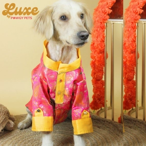 Pawgypets Luxe Barcade Kurta for Dogs and Cats (Pink)