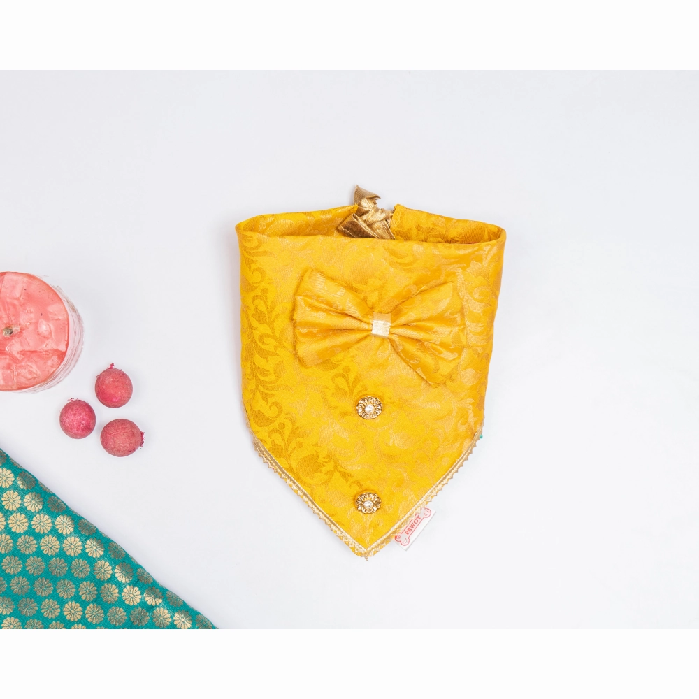 Pawgypets Occasion Wear Bow Bandana for Dogs and Cats (Yellow)