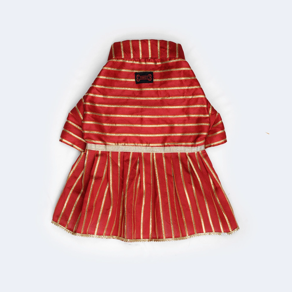 Pawgypets Occasion Wear Gota Dress for Dogs and Cats (Red)