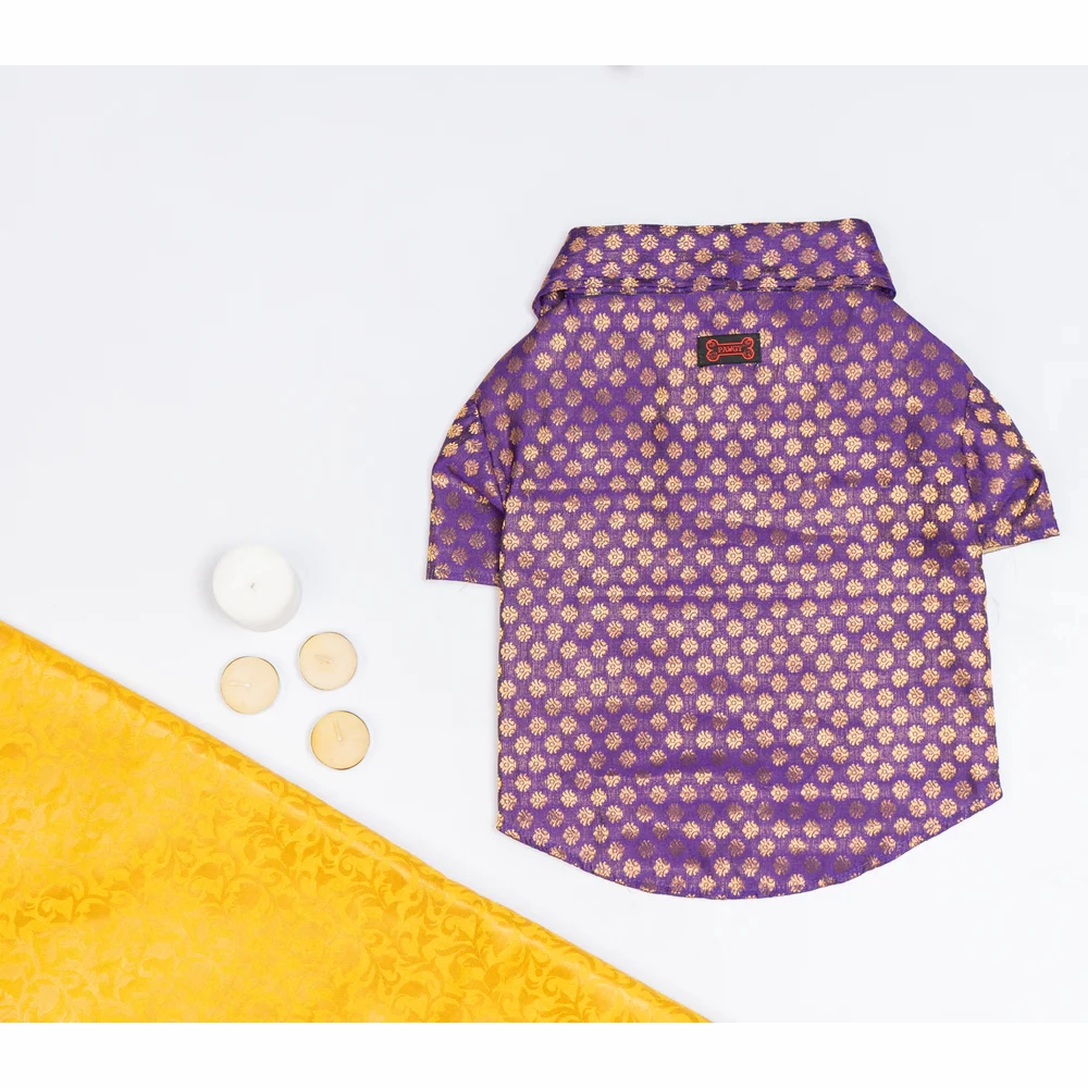 Pawgypets Occasion Wear Shirt for Dogs and Cats (Purple)