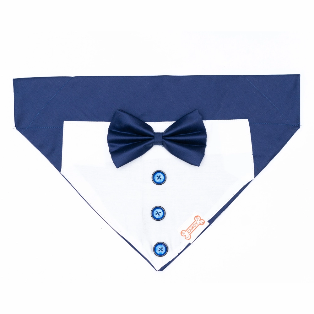 Pawgypets Tuxedo Bandana for Dogs and Cats (Blue)