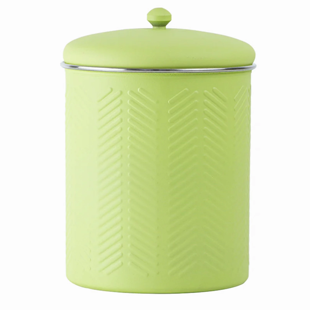 Pawpourri Chevron Emboss Treat Jar and Bowl Set for Dogs and Cats (Green)