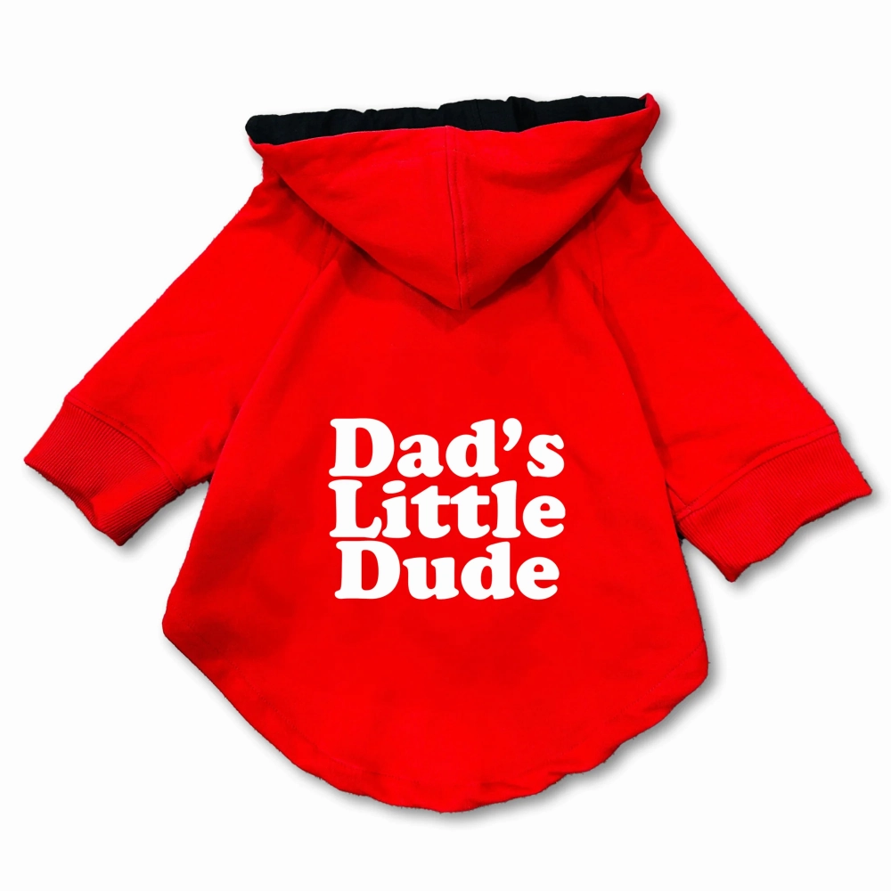 Pawsindia Dad's Little Dude Hoodie for Dogs (Red)