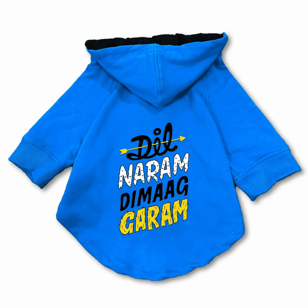 Pawsindia Dil Naram Dimag Garam Hoodie for Dogs (Blue)