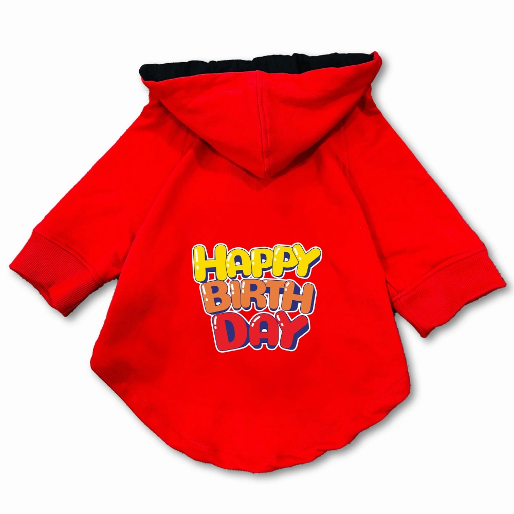 Pawsindia Happy Birthday Hoodie for Dogs (Red)