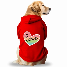 Pawsindia Love Hoodie for Dogs (Red)