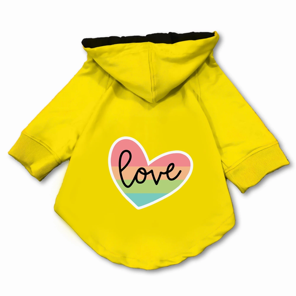 Pawsindia Love Hoodie for Dogs (Yellow)