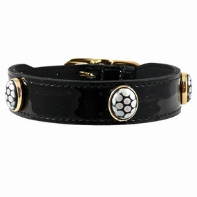 Peacock Collection Dog Collar Black Patent
