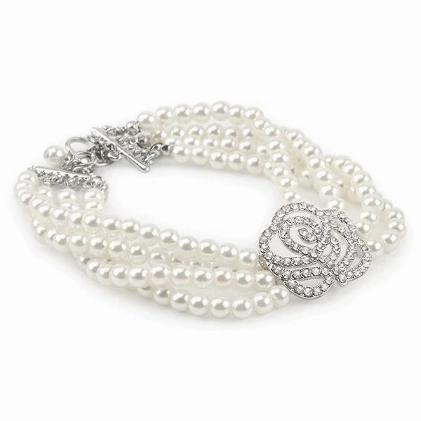 Pearl & Rose Diamante Dog Necklace