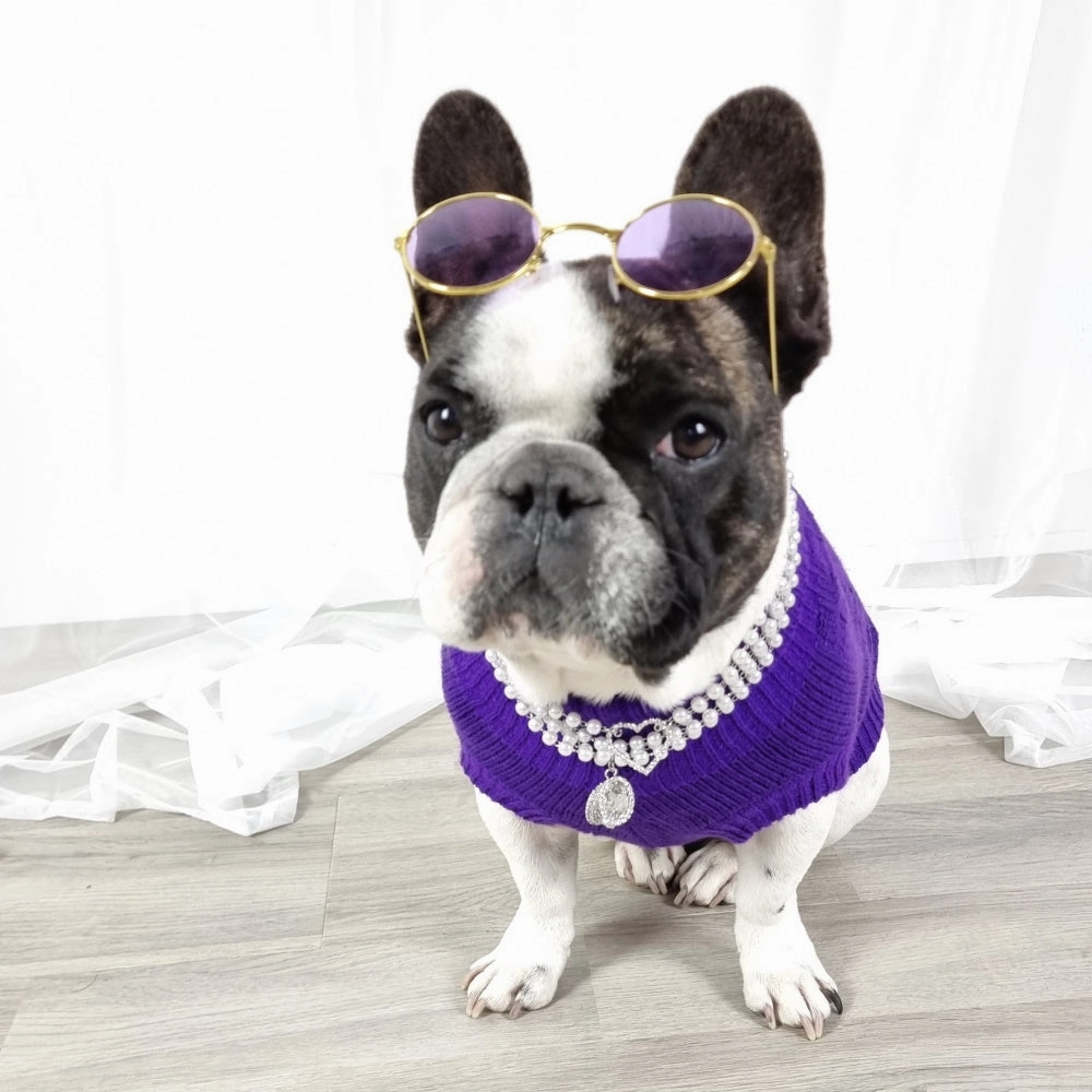 Pearl And Oval Jewel Pendant Dog Necklace
