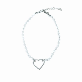 Pearl Diamante Heart Dog Necklace
