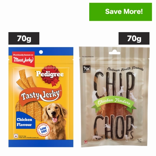 Pedigree Chicken & Liver Flavour Tasty Jerky and Chip Chops Chicken Tenders Dog Treats Combo