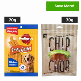 Pedigree Chicken & Liver Flavour Tasty Jerky and Chip Chops Chicken Tenders Dog Treats Combo