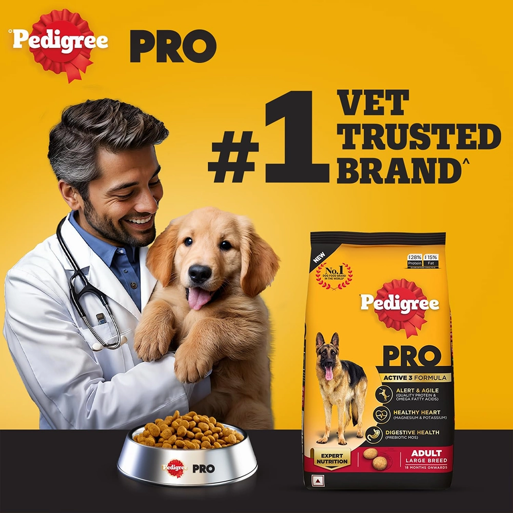 Pedigree PRO Active Adult Large Breed Dry Food, Pedigree Dentastix Oral Care Adult Dogs Treat Combo