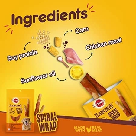 Pedigree Ranchos Super Bones Chicken & Milk, Spiral Wrap Chicken & Smokey Lamb and Roasted Lamb Tasty Jerky Dog Treats Combo