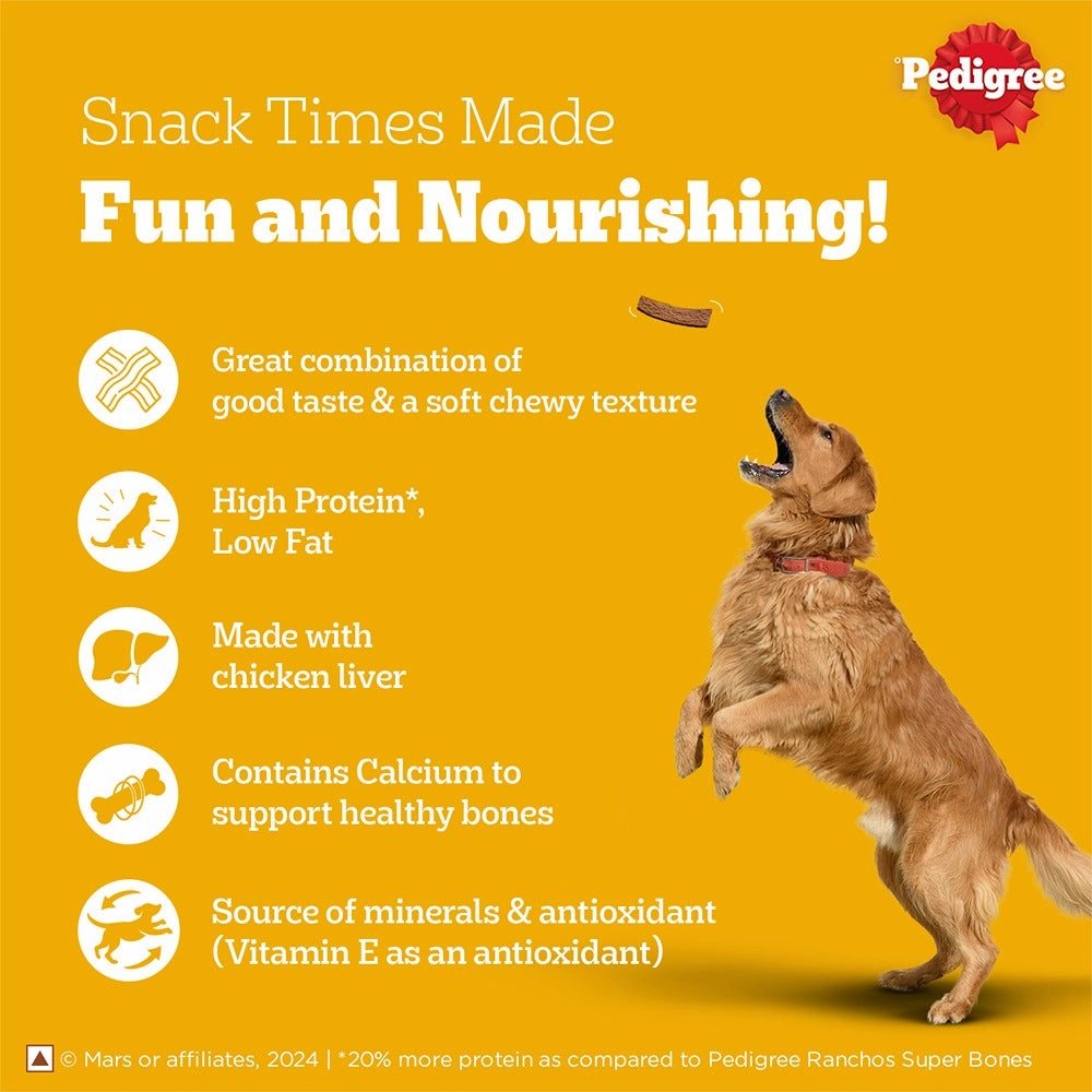 Pedigree Ranchos Super Bones Chicken & Milk, Spiral Wrap Chicken & Smokey Lamb and Roasted Lamb Tasty Jerky Dog Treats Combo