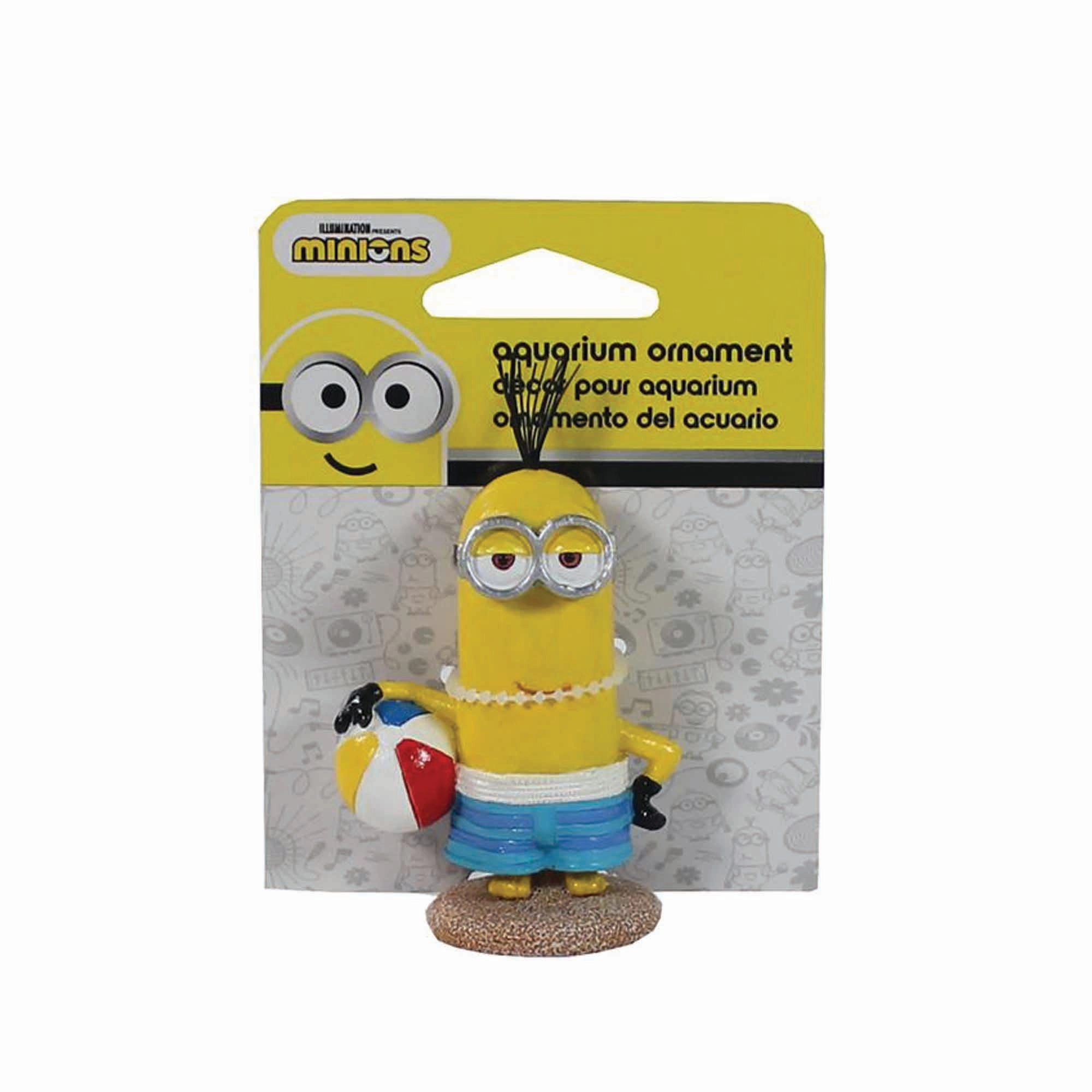 Penn-Plax Minions Officially Licensed Fish Tank and Aquarium Ornament  Beach Buddy Kevin - Small