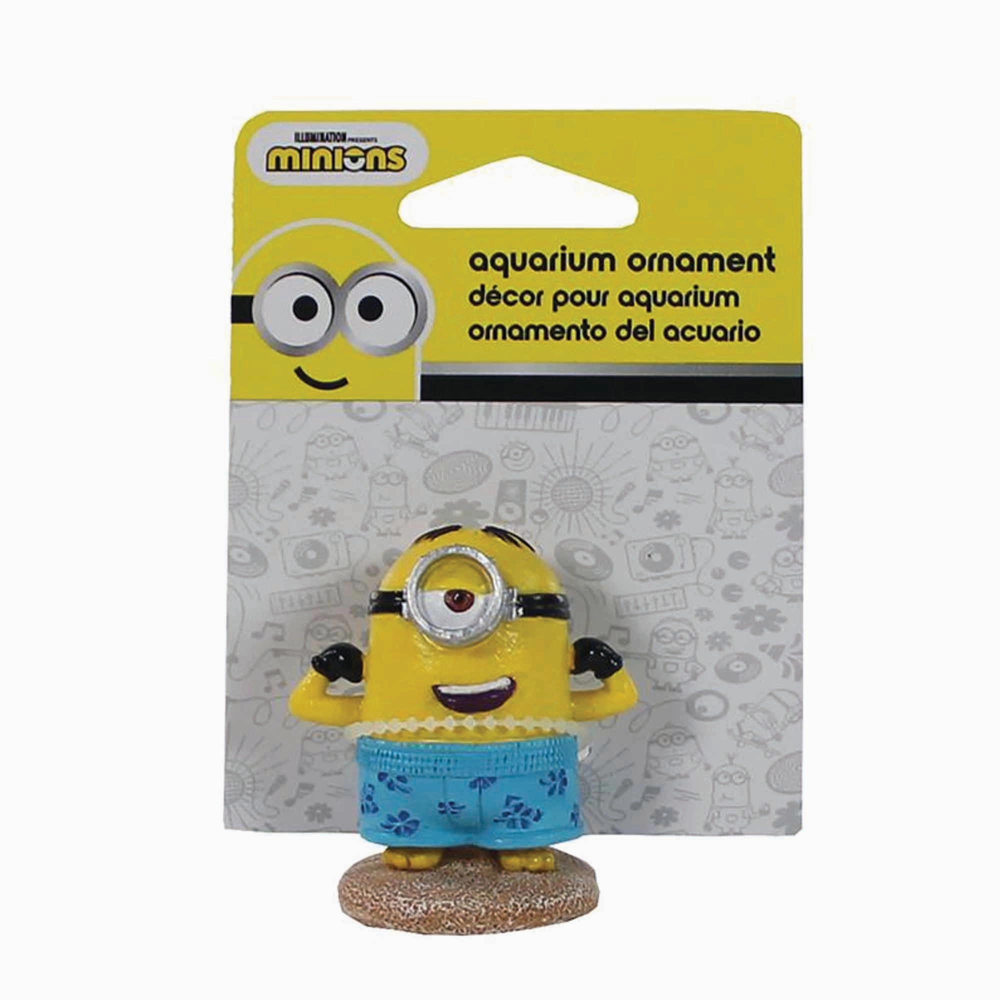 Penn-Plax Minions Officially Licensed Fish Tank and Aquarium Ornament  Beach Buddy Stuart - Small