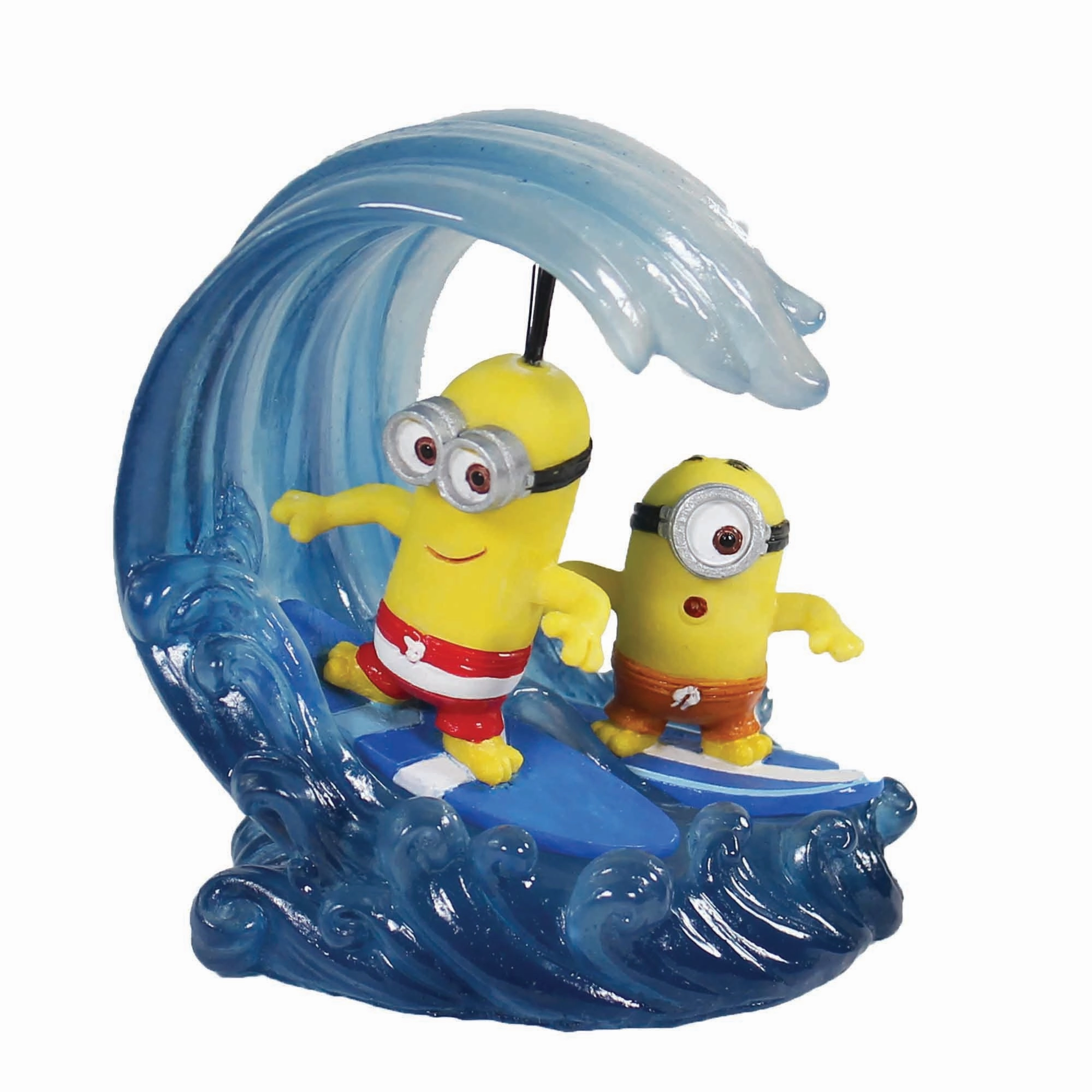 Penn-Plax Minions Officially Licensed Fish Tank and Aquarium Ornament  Kevin & Stuart Surfing - Small