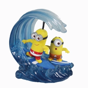 Penn-Plax Minions Officially Licensed Fish Tank and Aquarium Ornament  Kevin & Stuart Surfing - Small