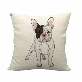Pied French Bulldog Throw Cushion