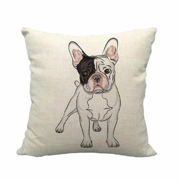 Pied French Bulldog Throw Cushion