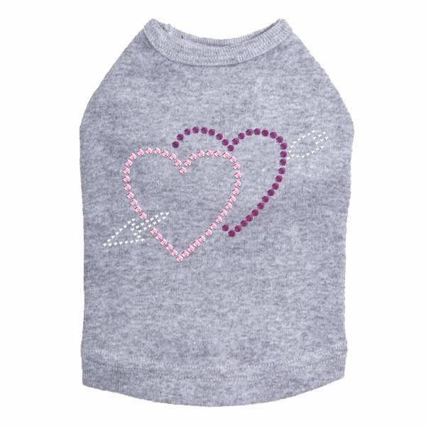 Pink And Purple Hearts With Arrow Rhinestone Dog Tank