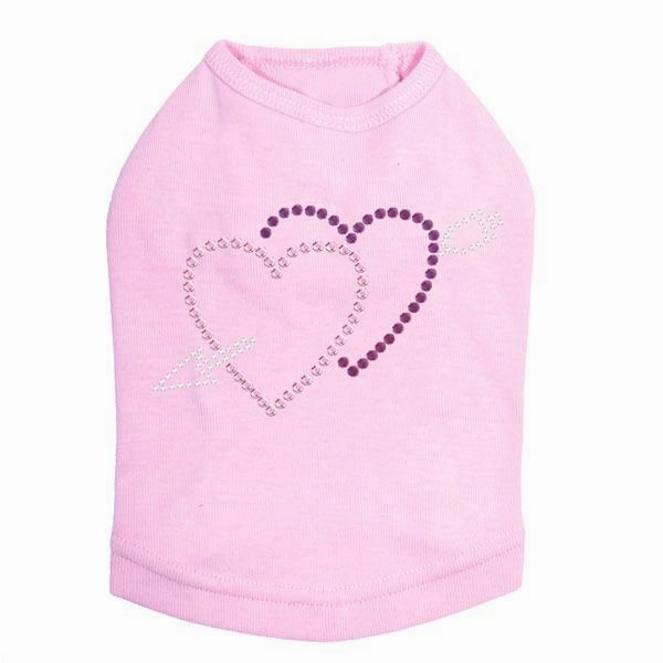 Pink And Purple Hearts With Arrow Rhinestone Dog Tank