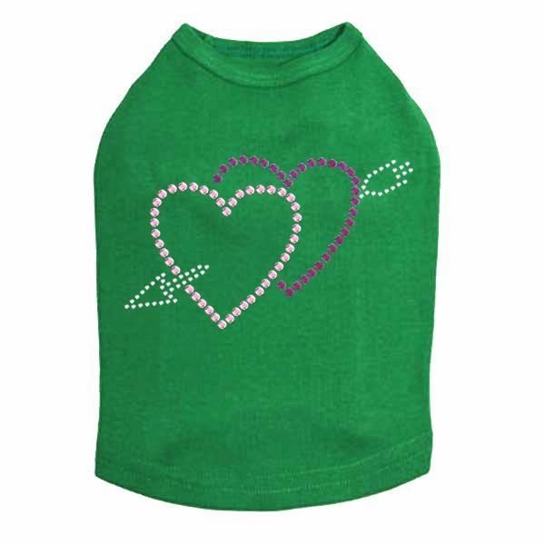 Pink And Purple Hearts With Arrow Rhinestone Dog Tank