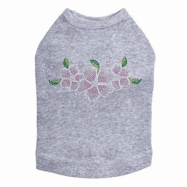 Pink Flowers Rhinestone Dog Tank