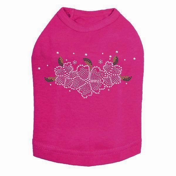 Pink Flowers Rhinestone Dog Tank