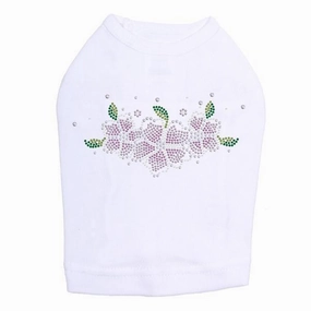 Pink Flowers Rhinestone Dog Tank