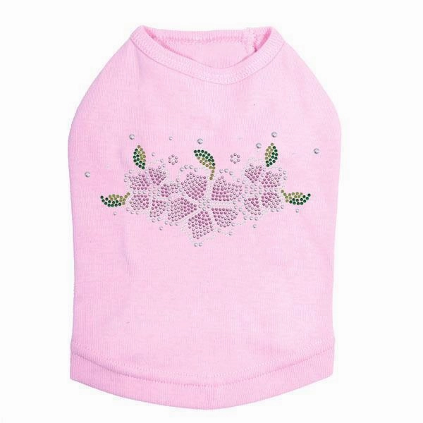 Pink Flowers Rhinestone Dog Tank