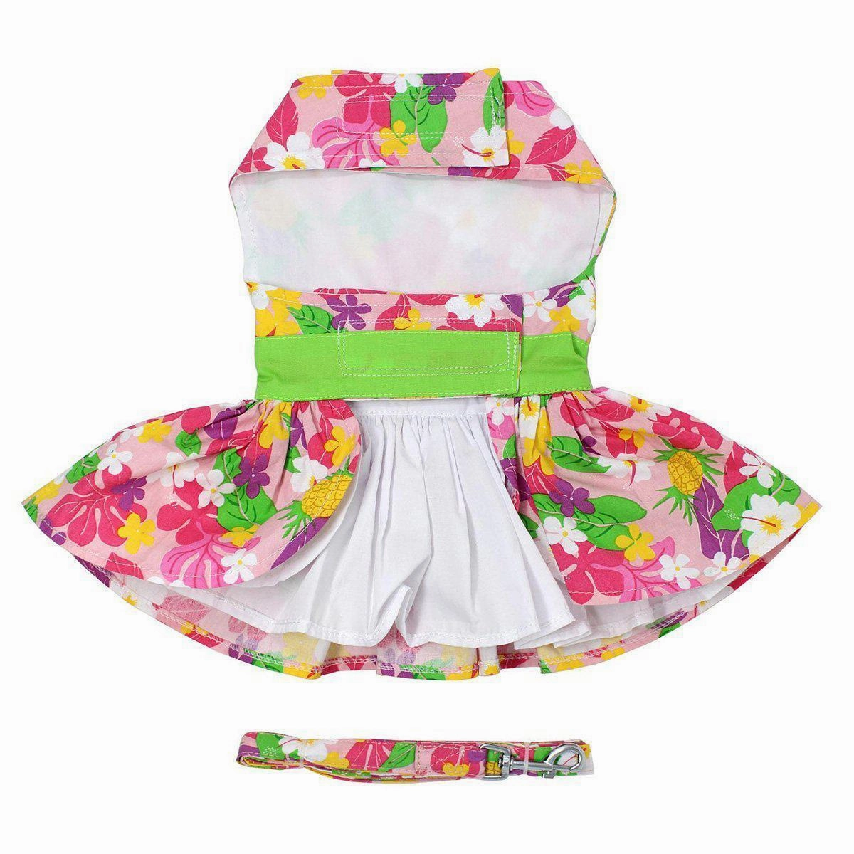 Pink Hawaiian Floral Dog Dress With Matching Leash