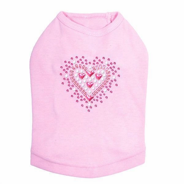 Pink Heart Rhinestone Dog Tank