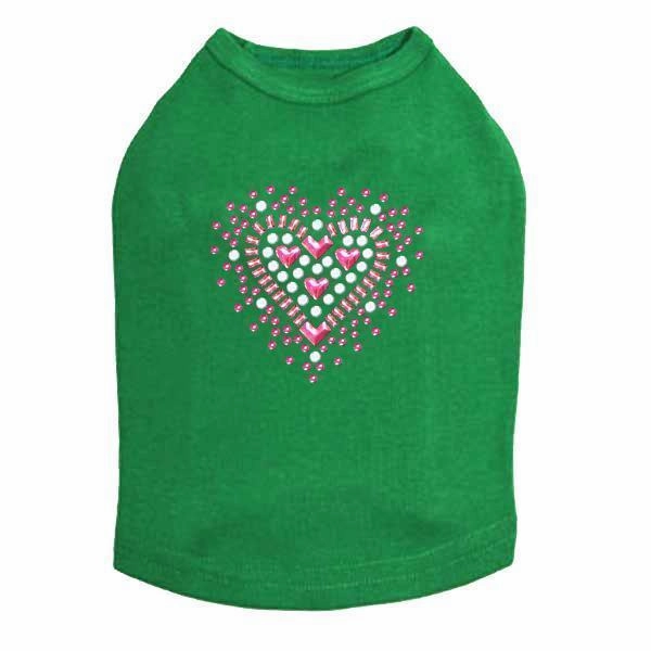 Pink Heart Rhinestone Dog Tank