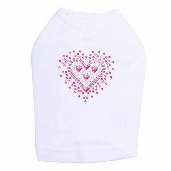 Pink Heart Rhinestone Dog Tank