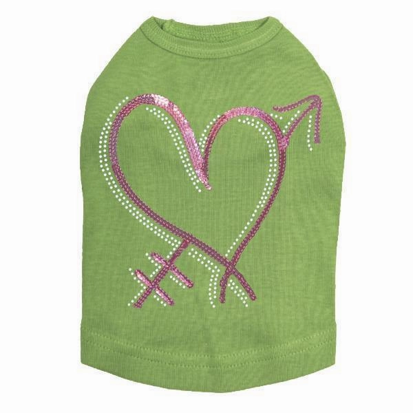 Pink Sequin Heart With Arrow Rhinestone Dog Tank