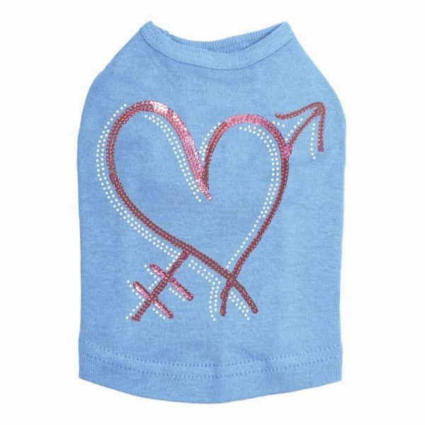 Pink Sequin Heart With Arrow Rhinestone Dog Tank