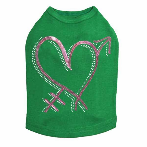 Pink Sequin Heart With Arrow Rhinestone Dog Tank