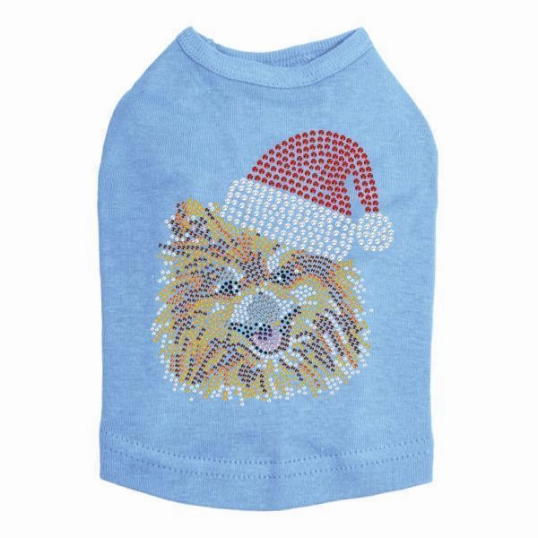 Pomeranian Santa Rhinestone Dog Tank