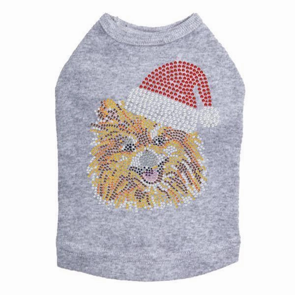 Pomeranian Santa Rhinestone Dog Tank