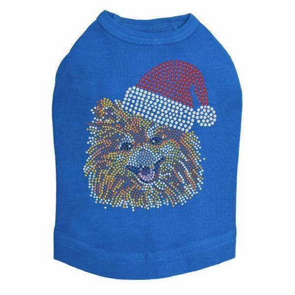 Pomeranian Santa Rhinestone Dog Tank