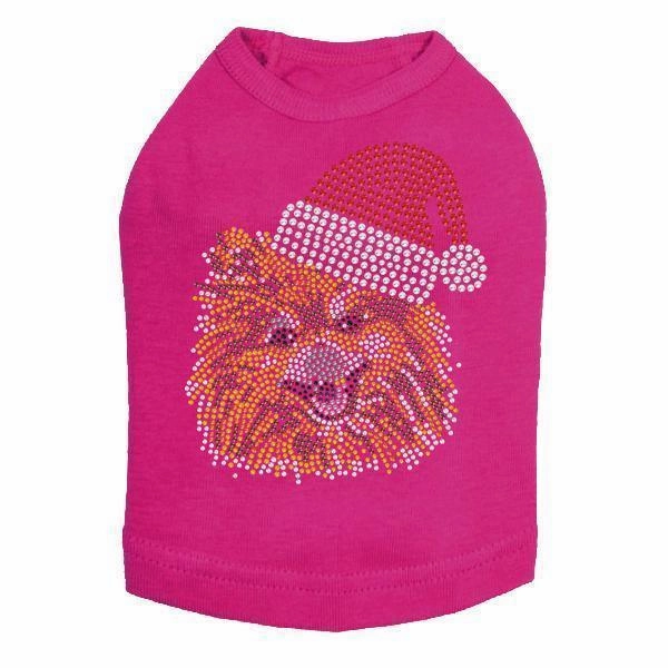 Pomeranian Santa Rhinestone Dog Tank